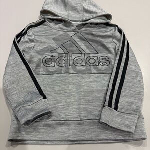Adidas Kids Hoodie Gray with Black Stripe on Sleeve Boy’s Size 5